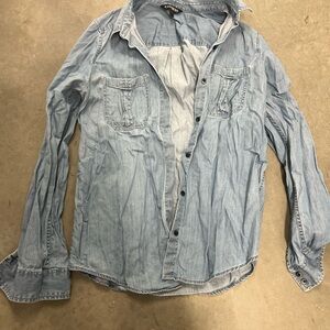 Express Light Blue Casual Button Down Shirt